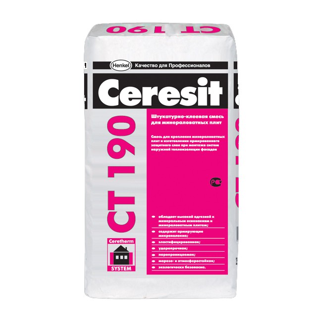 Смесь штукатурно-клеевая для минераловатных плит Ceresit СТ190 25 кг